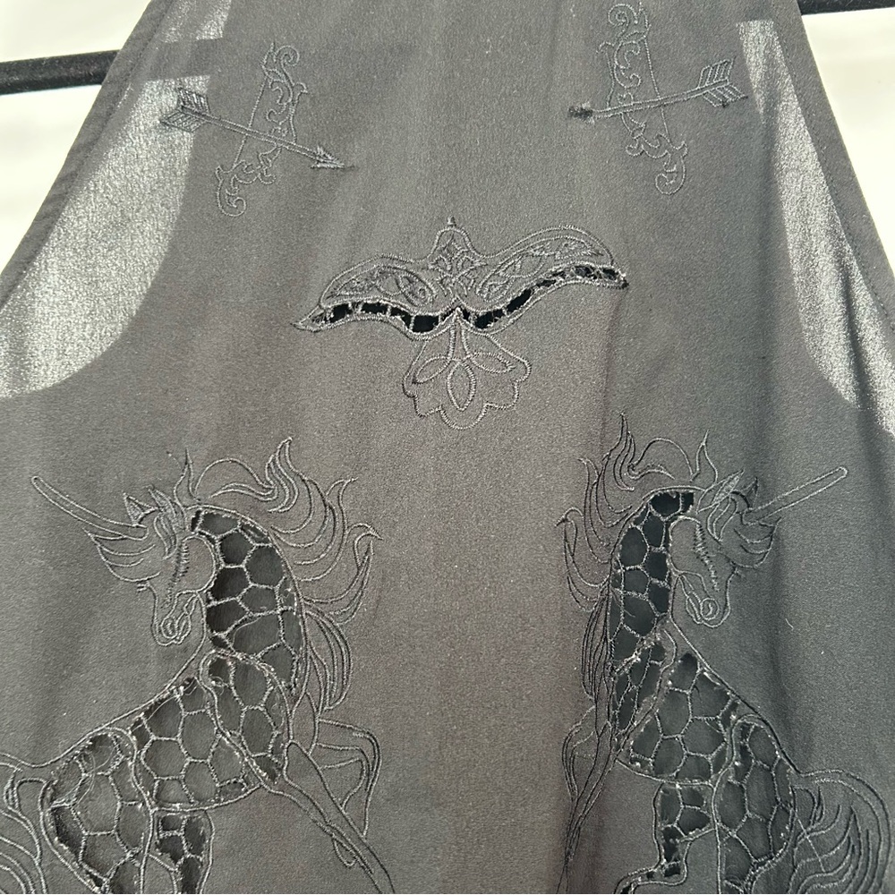 Laser cut Black High Neck Tank